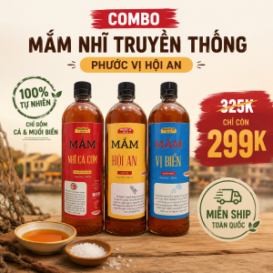 Bộ 3 Nước Mắm Nhĩ Thủ Công Phước Vị Hội An – Tinh Hoa Gia Vị Truyền Thống (Nhĩ Cá Cơm, Nhĩ Hội An, Nhĩ Vị Biển)